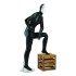 Masquerade Black Male Mannequin With White Abstract Face - Leaning on Knee