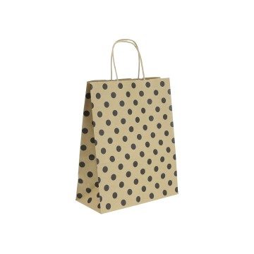 Brown Polka Dot Matt Paper Carrier Bags - 26 x 31 + 12cm