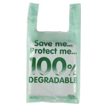 Green Vest Degradable Plastic Carrier Bags - 30 x 56 + 18cm
