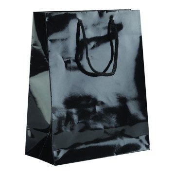 Black Laminated Gloss Paper Carrier Bags - 18 x 22 + 6.5cm