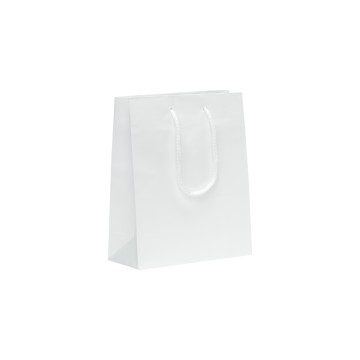 White Laminated Matt Paper Carrier Bags - 18 x 22 + 6.5cm
