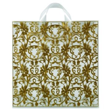 Gold Roccoco Frosted Plastic Carrier Bags - 36 x 36 + 10cm