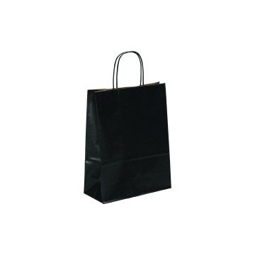 Black Ribbed Paper Carrier Bags - 18 x 23 + 8cm