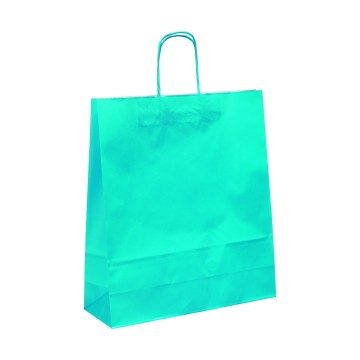 Turquoise Ribbed Paper Carrier Bags - 35 x 44 + 11cm