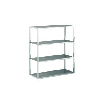 Edge Chrome & Wood Shelving Unit - 4 Shelves - 107 x 94 x 39cm