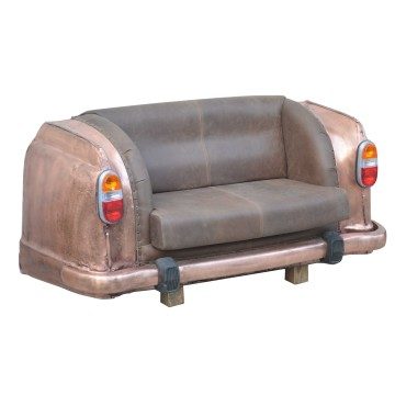 Ambassador Quilted Leather Car Sofa - 158 x 70 x 83cm