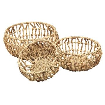 Water Hyacinth Wicker Nesting Basket Set - 18 + 15 + 13cm