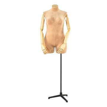 Beige Articulated Female Plus-Size Tailors Dummy With Stand