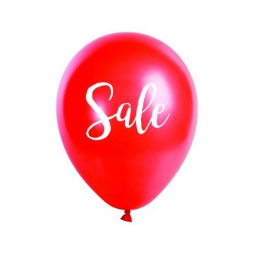 Ribbon Sale Balloons - White on Red
