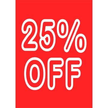 Sale Cards - Red & White - 25% Off - A4