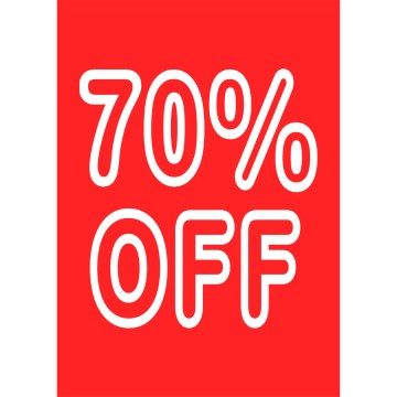 Sale Cards - Red & White - 70% Off - A4