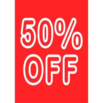 Sale Cards - Red & White - 50% Off - A3