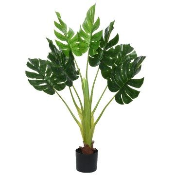 Green Artificial Montstera Display Pot - 8 Leaves - 105 x 29 x 70cm