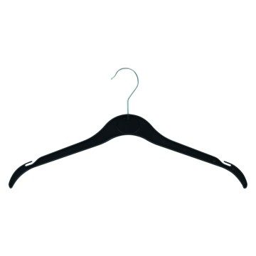 Lightweight Black Plastic Clothes Hangers Minipack - Flat With Notches - 41cm