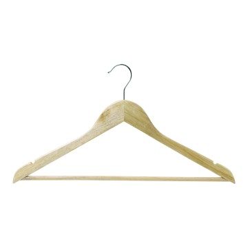 Economy Natural Wooden Clothes Hangers - Flat With Bar - 43cm