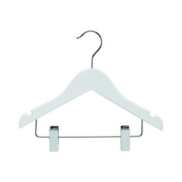 Childrens Matt White Coat Hangers - Wishbone with Pegs - 28 cm
