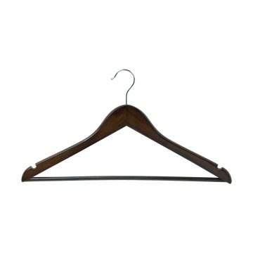 Dark Wooden Clothes Hangers - Wishbone With Bar - 43cm