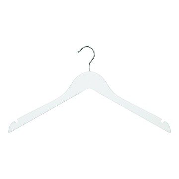 White Soft-Touch Wooden Clothes Hangers - Flat With Notches - 43cm