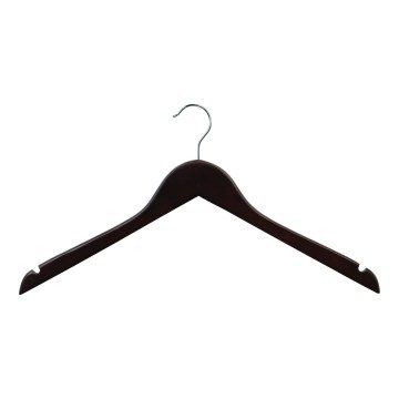 Dark Wooden Clothes Hangers - Flat With Notches - 43cm