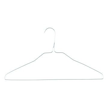 Galvanised Wire Grey Metal Clothes Hangers - Flat With Bar - 46cm