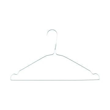 Galvanised Wire Grey Metal Clothes Hangers - Flat With Bar + Notches - 40cm