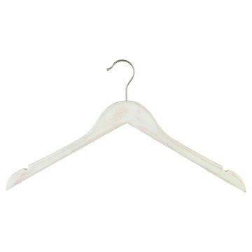 White Distressed Wooden Clothes Hangers - Wishbone - 44cm