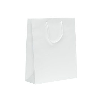 White Laminated Matt Paper Carrier Bags - 25 x 30 + 9cm