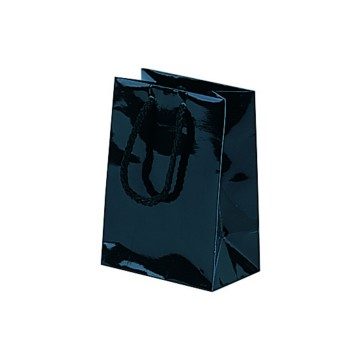 Black Laminated Gloss Paper Carrier Bags - 13 x 15 + 7cm