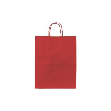 Red Twisted Handle Matt Paper Carrier Bags - 24 x 31 + 12cm
