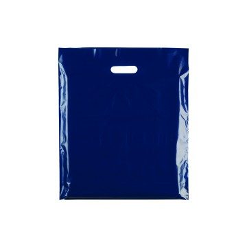 Blue Classic Gloss Plastic Carrier Bags - 39 x 45 + 10cm