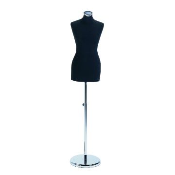Venice Black Female Tailors Dummy - Size 10 - Chrome Stand