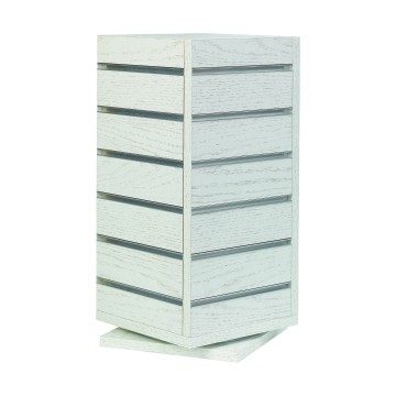 Slatwall White Wood Effect Revolving Counter-Top Tower - 250 x 250 x 250mm