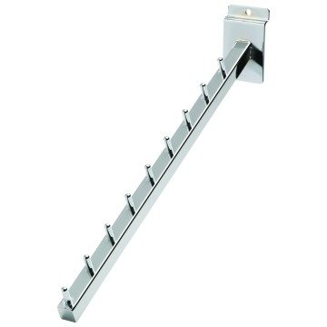 Chrome Slatwall Inclined Square Arms - 9 Pin - 40cm