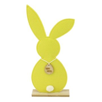 Yellow Felt Easter Bunny On A Stand - 49 x 20 x 6cm
