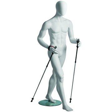 Sports Matt White Male Faceless Mannequin - Walking
