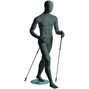 Sports Matt Grey Male Faceless Mannequin - Hiking