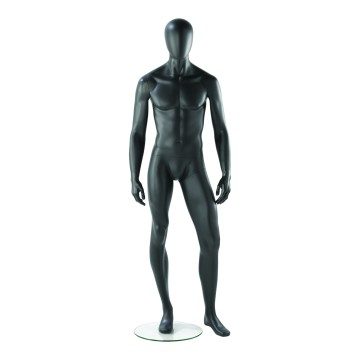 Realistic Matt Slate Grey Male Faceless Mannequin - Leg Forward