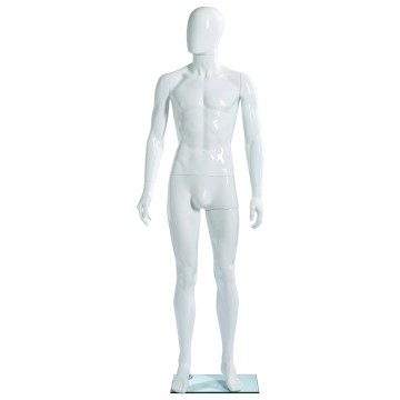 Economy Gloss White Male Faceless Mannequin - Hands at Side
