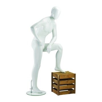 Masquerade White Male Mannequin With White Faceless Face - Leaning on Knee