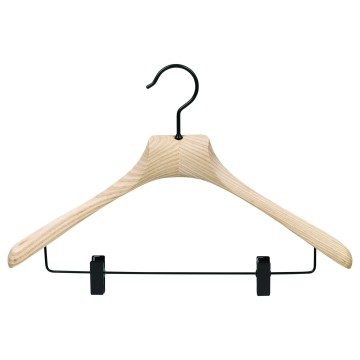 Luxury Ash Natural Wooden Clothes Hangers - Wishbone With Pegs - 43cm