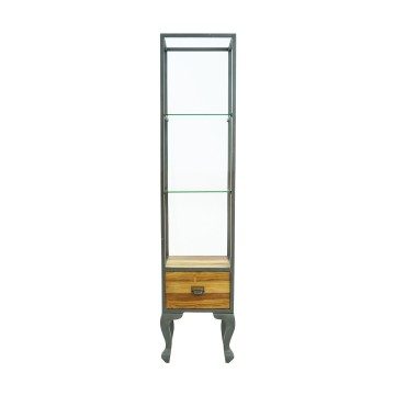 Blue City Iron & Wood Display Cabinet - 40 x 40 x 180.5cm