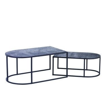 Blue City Hexagonal Nesting Tables - Wood & Metal