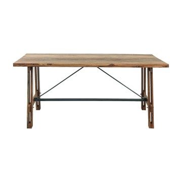 Blue City Wood Tressel Dining Table - 76 x 180 x 84cm