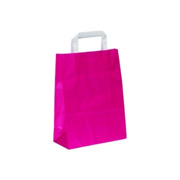 Fuchsia Pink Flat-Handle Paper Carrier Bags