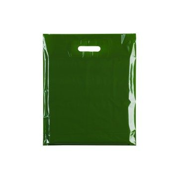 Olive Green Classic Gloss Plastic Carrier Bags