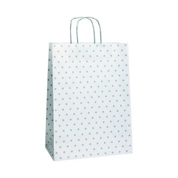 White Polka Dot Paper Carrier Bags - 32 x 45 + 14cm