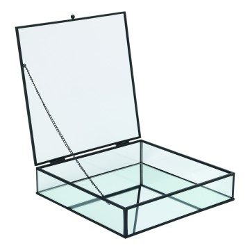 Metal Framed Glass Display Case - Black - 25 x 25 x 6cm