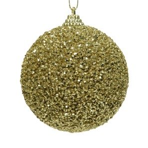 Hanging Glitter Bead Bauble - Gold - 8cm
