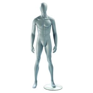 Realistic Matt Light-Grey Male Faceless Mannequin - Legs Astride