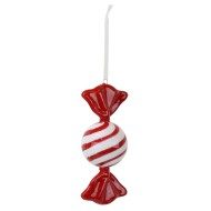 Hanging Glitter Candy - Red & White - 20cm
